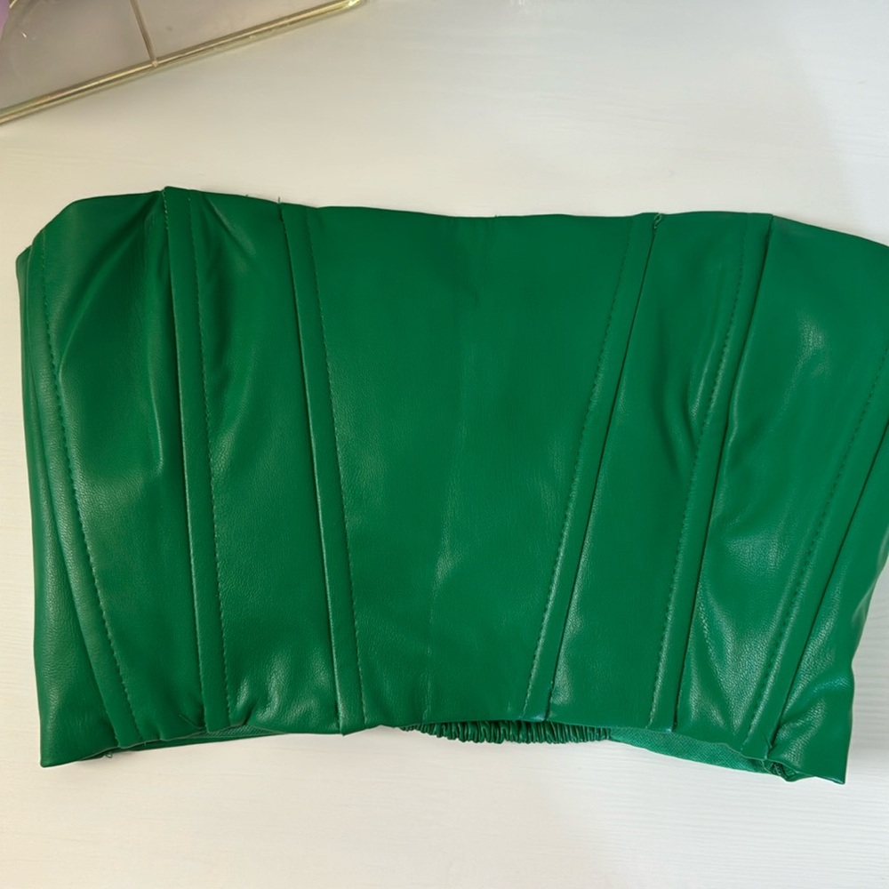 Zara Green Leather Tube Top
